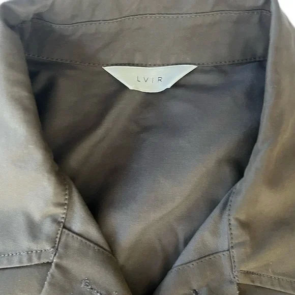 Olive Green LVIR Shirt Short Sleeve Button Up Relaxed Fit Utility Pockets - Picture 7 of 9